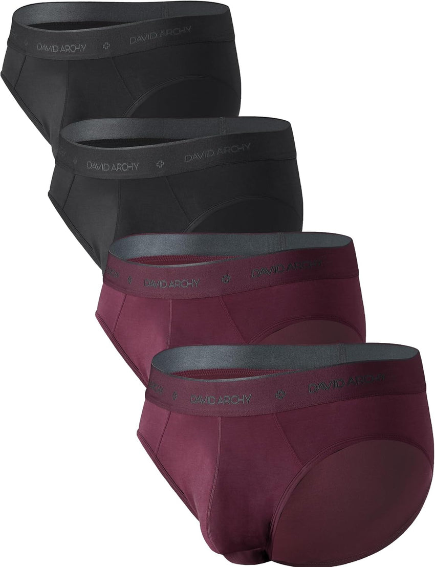 DAVID ARCHY Men's Underwear Ultra Soft Modal Dual Pouch Briefs Support Comfortable lightweight Briefs for Men 4 or 7 Pack