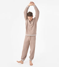DAVID ARCHY Mens Pajamas Set Ultra-Soft Fleece Pajamas Warm Sleepwear Long Sleeve Lounge Set with Pockets