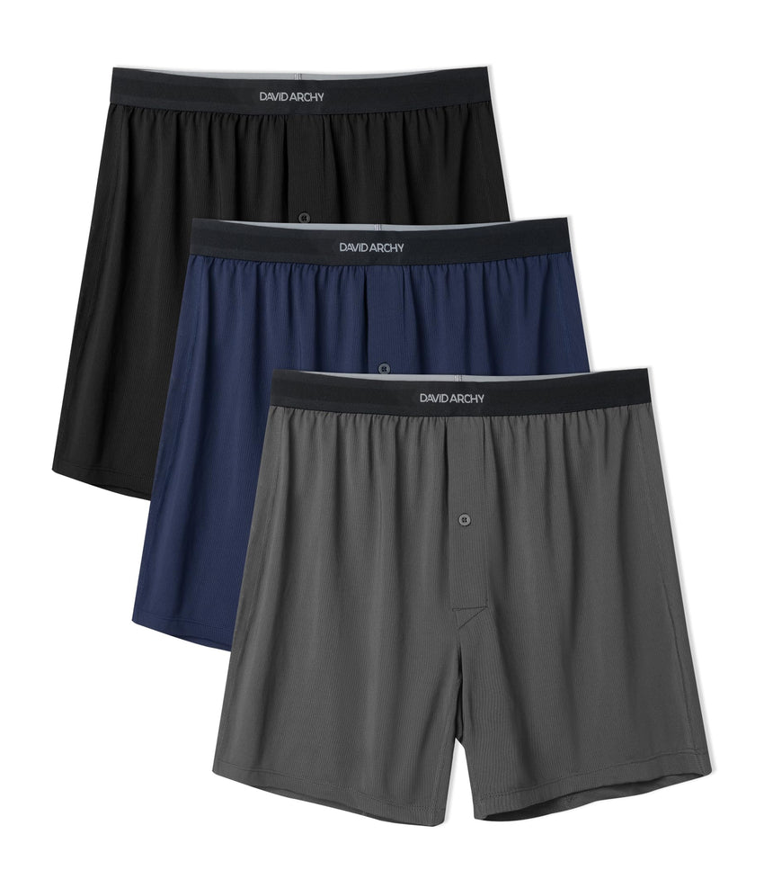 DAVID ARCHY Mens Boxer Shorts Underwear Quick Dry Breathable Mens Boxers Moisture Wicking Boxers for Men 3 or 5 Pack