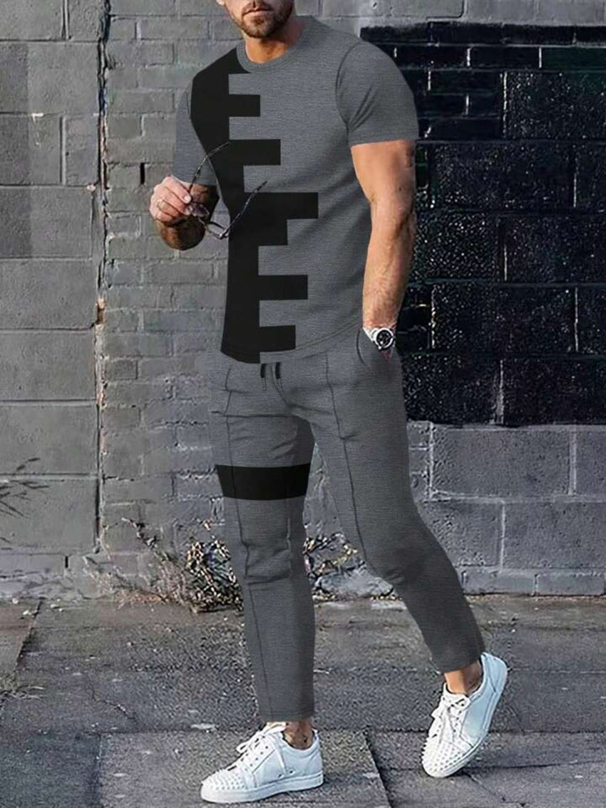 7DAY'S Men Colorblock Tee & Drawstring Waist Sweatpants, Men's Jogger Set, Men Co Ord Set, Casual Two Piece Set Men - 7DAY'S