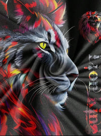 7DAY'S Men's Letter Lion Graphic Round Neck Short Sleeve Casual T-Shirt And Drawstring Waist Shorts Set - 7DAY'S