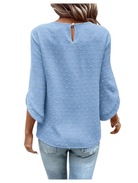 7DAY'S Women's Dressy Casual Tops Swiss Dots Short Sleeve Chiffon Blouse Summer Work Shirts - 7DAY'S