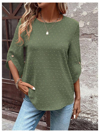 7DAY'S Women's Dressy Casual Tops Swiss Dots Short Sleeve Chiffon Blouse Summer Work Shirts - 7DAY'S