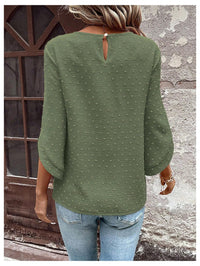 7DAY'S Women's Dressy Casual Tops Swiss Dots Short Sleeve Chiffon Blouse Summer Work Shirts - 7DAY'S