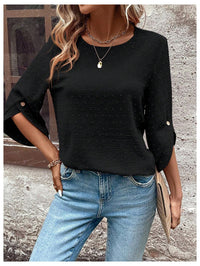 7DAY'S Women's Dressy Casual Tops Swiss Dots Short Sleeve Chiffon Blouse Summer Work Shirts - 7DAY'S