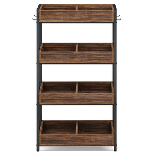 7DAY'S Wood Fruit Vegetable Storage Rack Stand, 4-Tier Storage Organizer