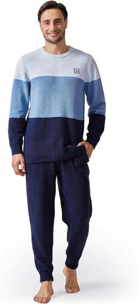 DAVID ARCHY Mens Pajamas Set Ultra-Soft Fleece Pajamas Warm Sleepwear Long Sleeve Lounge Set with Pockets