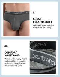 DAVID ARCHY Men's Underwear Briefs Rayon Made from Bamboo Wicking-Moisture Support Pouch Soft Underwear for Men 4 or 7 Pack
