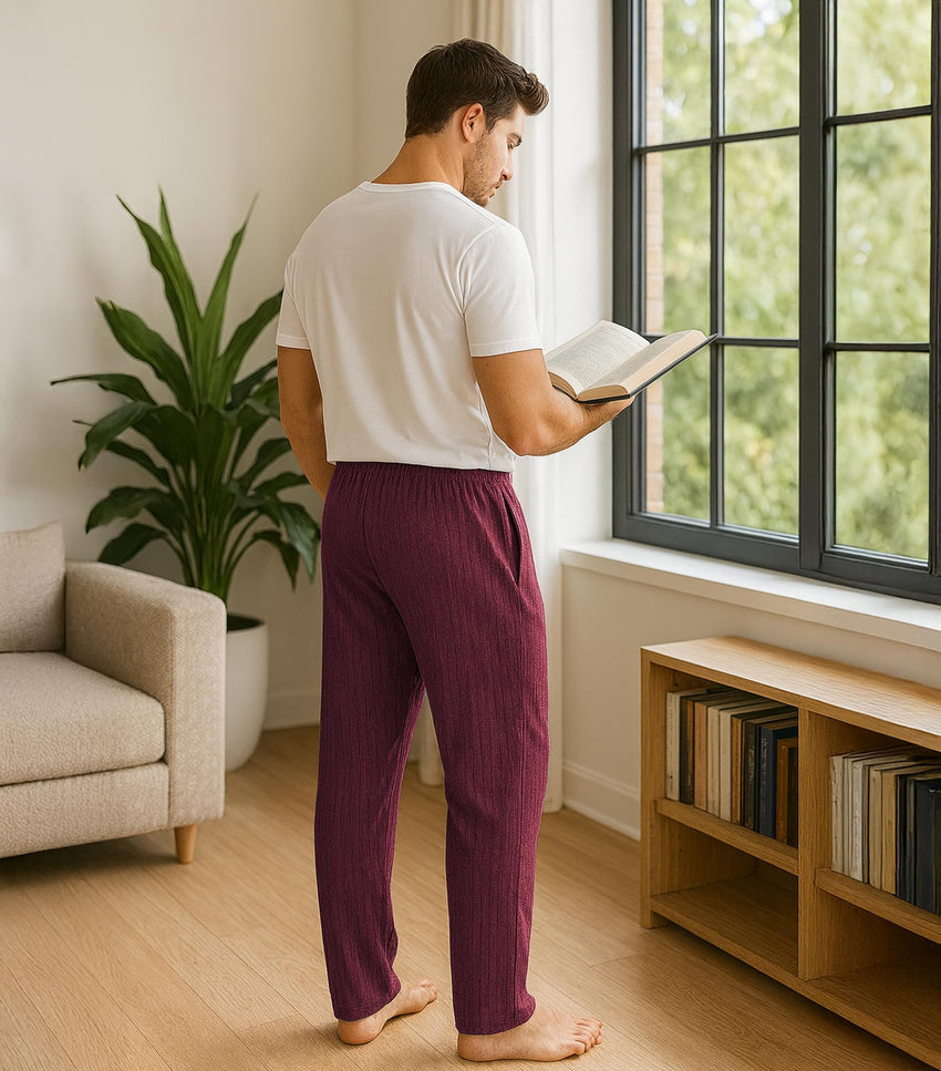 DAVID ARCHY Mens Pajama Pants Bamboo Rayon Lightweight Knit Sleep Bottoms, Soft Lounge Pants with Pockets PJs, 2 Pack