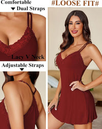 Avidlove Women's Nightgown Sexy Nightwear Modal Sleepwear Babydoll Lace Chemise Nightie V-Neck Full Slip Spaghetti Strap