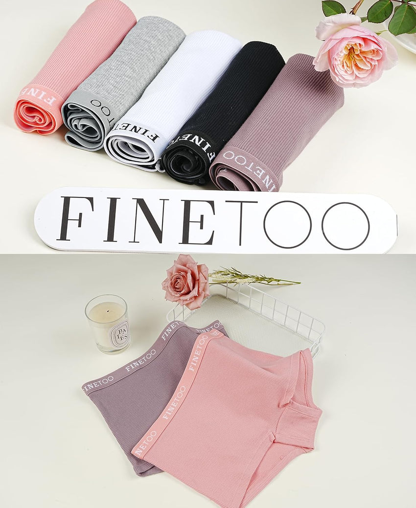 FINETOO Boyshort Underwear for Women Cotton Boxer Briefs Full Coverage Ladies BoyShorts Panties 5 Pack