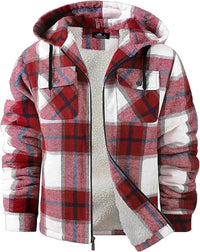 GEEK LIGHTING Men's Flannel Shirts Jacket Sherpa Lined Fleece Plaid Hoodie Long Sleeve Winter Warm Coat