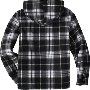 GEEK LIGHTING Men's Flannel Shirts Jacket Sherpa Lined Fleece Plaid Hoodie Long Sleeve Winter Warm Coat