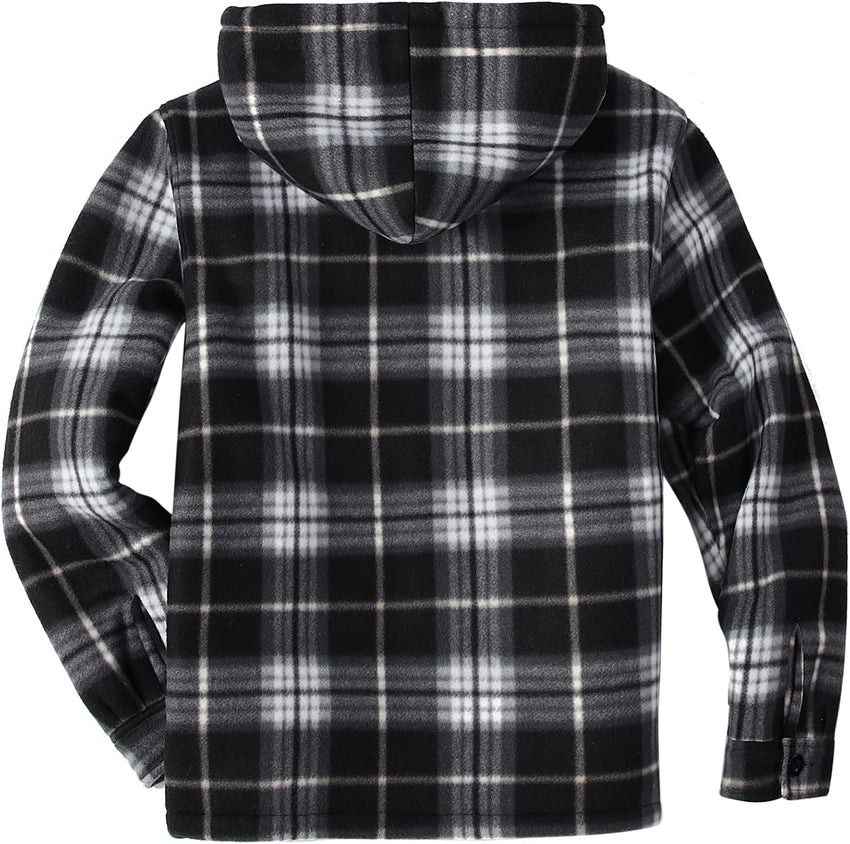 GEEK LIGHTING Men's Flannel Shirts Jacket Sherpa Lined Fleece Plaid Hoodie Long Sleeve Winter Warm Coat