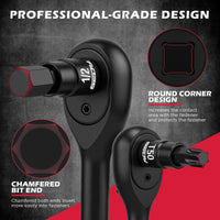 29-Piece 1/2" Drive Impact Socket Set, SAE (3/8 to 1 inch) and Metric (10-24mm) Sizes with Extension Bars Standard Deep Socket Set CR-V Material High Durability Impact Wrench