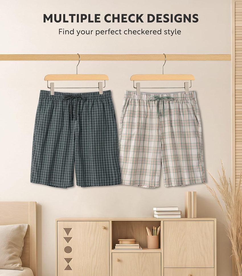 DAVID ARCHY Mens Pajama Pants Soft Cotton Plaid Sleepwear, Comfy Lounge Woven Pajamas Bottoms PJ Pant for Men, 3 pack