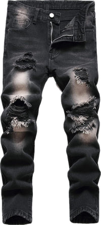 FREDD MARSHALL Boy's Skinny Fit Ripped Destroyed Distressed Fashion Kids Denim Jeans Pants