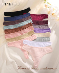 FINETOO Cotton Thongs for Women Soft Low Rise Sexy Thong Ladies Panties Womens Underwear 6 Pack S-XXXL