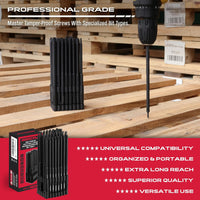 Extra Long Security Bit Set: 32-Piece S2 Steel Screwdriver Drill Bits for Tamper-Proof Screws, 6" Torx, PoziDriv, Spanner, Tri-Wing - Universal 1/4" Hex Shank for Electric, Impact Drills