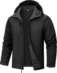 7DAY'S Men's Softshell Jacket with Hood Waterproof Tactical Fleece Coat Winter Windbreaker Lightweight Rain Jackets