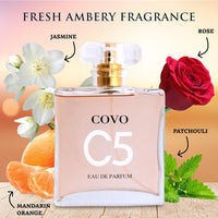 URBAN COLLECTION Covo C5 for Women Eau De Parfum 3.4 fl oz- Pure Femininity in a Bottle - Delicate Floral Scents of Jasmine and May Rose - Cruelty-Free Perfume Precious Gift for Women