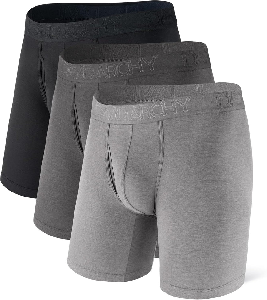 DAVID ARCHY Mens Underwear Boxer Briefs Breathable Soft Moisture-Wicking with Fly Underwear for Men Multipack