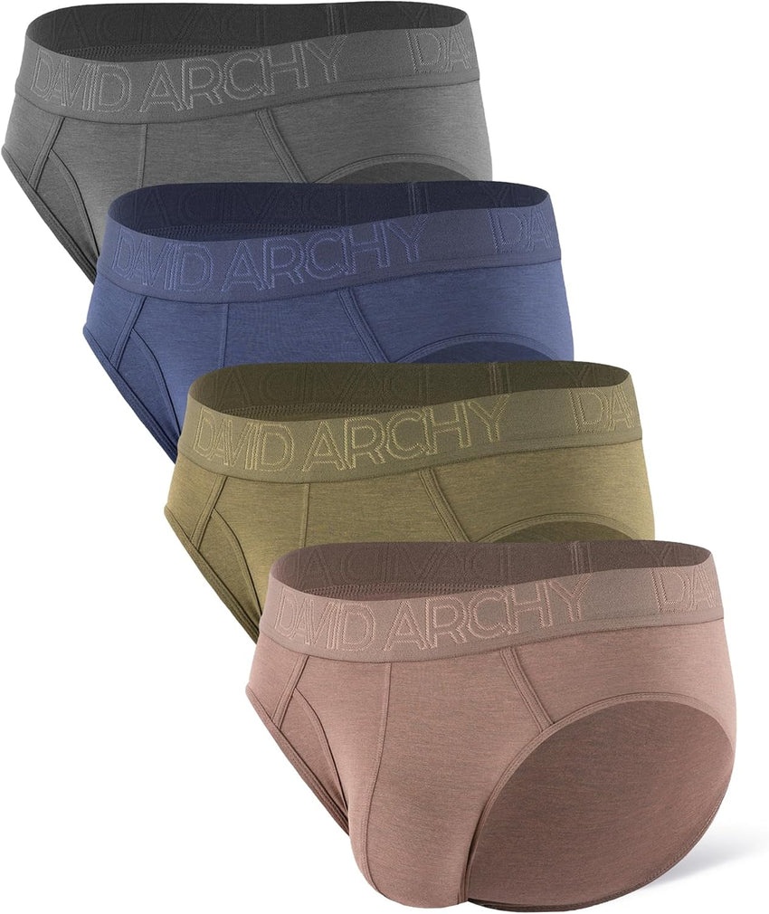 DAVID ARCHY Men's Underwear Briefs Rayon Made from Bamboo Wicking-Moisture Support Pouch Soft Underwear for Men 4 or 7 Pack