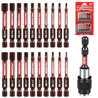 21-Piece 2.5" Hex Head Allen Wrench Drill Bit Set, 1/4" Hex Screwdriver Bits Set with Durable Magnetic Impact Bit Holder, SAE & Metric Allen Key, S2 Steel, Mechanic Home Repair