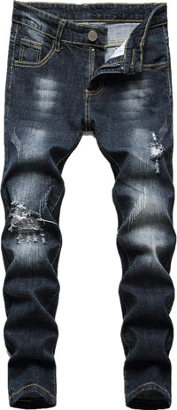 Boy's Skinny Fit Ripped Destroyed Distressed Stretch Slim Jeans Pants