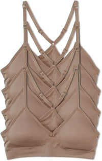 Kalon Women’s 4 Pack Racerback Sports Bralette Seamless Wireless Comfort Bra