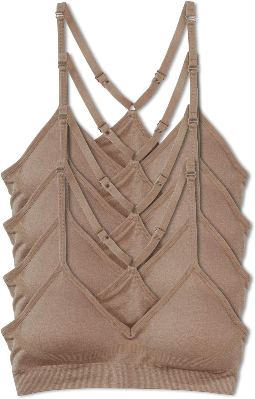 Kalon Women’s 4 Pack Racerback Sports Bralette Seamless Wireless Comfort Bra
