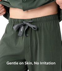 DAVID ARCHY Mens Pajamas Set Soft Cotton Notched Collar Pajamas for Men Long Sleeve Mens Sleepwear with Pockets & Front Fly