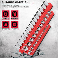 Magnetic Socket Holder Organizer Set: 6-Piece Detachable 1/2 3/8 1/4 Drive Sockets Storage Tray Magnetic Socket Organizer Tool Box Drawer Tool Box Organizers Storage Metric SAE (Sockets Not Included)