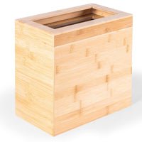 Bamboo Wooden Trash bin with Bin Liner Built-in Frame and Premium Lid - Rectangular Waste Basket with Bin Liners for Bathroom, Bedroom, Living Room, Kitchen, Office, Vanity, Salon or Spa