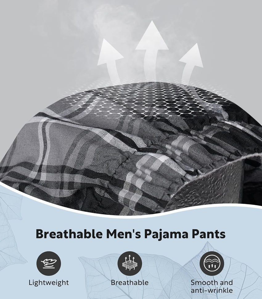 DAVID ARCHY Mens Pajama Pants Soft Cotton Plaid Sleepwear, Comfy Lounge Woven Pajamas Bottoms PJ Pant for Men, 3 pack