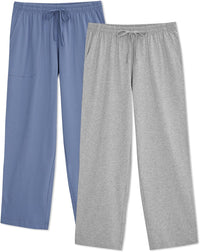 DAVID ARCHY Men's Pajama Pants Cotton Comfy Sleep Bottoms, Lightweight Lounge Pants with Pockets Soft Sleepwear PJs, 2 Pack