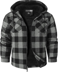 GEEK LIGHTING Men's Flannel Shirts Jacket Sherpa Lined Fleece Plaid Hoodie Long Sleeve Winter Warm Coat