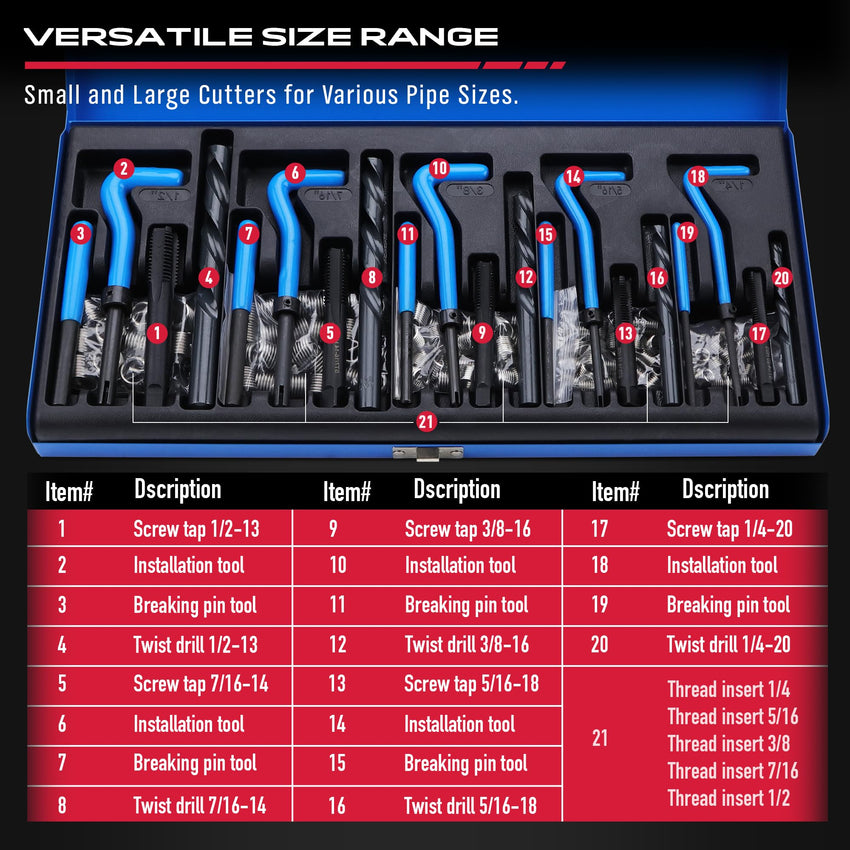 Thread Repair Thread Chaser Tool Set - 49PCS Thread Cleaner Rethreading Master Kit Metric SAE Bolt Restorer File Nut Rethreader Automotive Wheel Stud Spark Plug Engine Standard Screw Threading UNC UNF