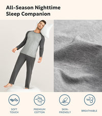 DAVID ARCHY Mens Pajamas Set - Soft Pj Sets for Men Long Sleeve Pajamas Men Cotton Mens Pjs Sets Loungewear with Pockets