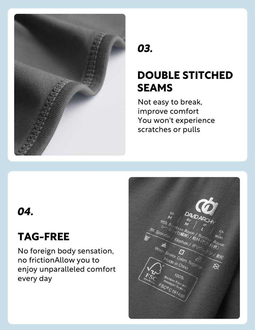 DAVID ARCHY Men's Underwear Briefs Rayon Made from Bamboo Wicking-Moisture Support Pouch Soft Underwear for Men 4 or 7 Pack