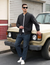 7DAY'SMens Bomber Jacket Windproof Windbreaker Thermal Quilted Jacket Warm Winter Padded Coats