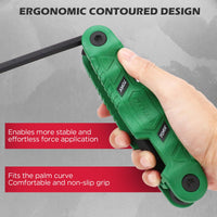 SEDY 32-Piece Hex Key Wrench Set, Metric and SAE Allen Wrenches (0.028-3/8 inch, 0.7-10 mm) L Shape Allen Keys, Chrome Vanadium Steelwith 2x Extension Handle