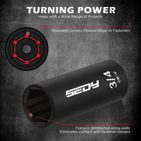 29-Piece 1/2" Drive Impact Socket Set, SAE (3/8 to 1 inch) and Metric (10-24mm) Sizes with Extension Bars Standard Deep Socket Set CR-V Material High Durability Impact Wrench