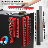 Magnetic Socket Holder Organizer Set: 6-Piece Detachable 1/2 3/8 1/4 Drive Sockets Storage Tray Magnetic Socket Organizer Tool Box Drawer Tool Box Organizers Storage Metric SAE (Sockets Not Included)