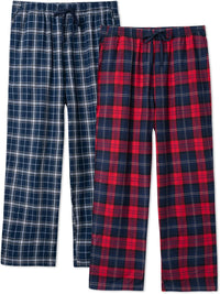 DAVID ARCHY Men's Flannel Pajama Pants, Soft & Cozy Cotton Pajama Pants, Lightweight Plaid Pants for Men with Pockets 2-Pack