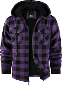 GEEK LIGHTING Men's Flannel Shirts Jacket Sherpa Lined Fleece Plaid Hoodie Long Sleeve Winter Warm Coat