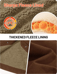 7DAY'S Men's Corduroy Jacket Fleece Sherpa Lined Winter Coats Warm Cotton Casual Trucker Cargo Jacket with Multi Pockets