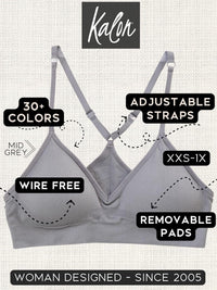 Kalon Women’s 4 Pack Racerback Sports Bralette Seamless Wireless Comfort Bra