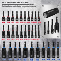 80-Piece Premium Magnetic Impact Nut Driver Set Metric & SAE with Socket Adapters, Bit Holder, Wing Nut Driver, Universal Sockets, Quick Release Extension, Power Bits