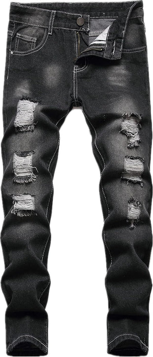 FREDD MARSHALL Boy's Skinny Fit Ripped Destroyed Distressed Fashion Kids Denim Jeans Pants